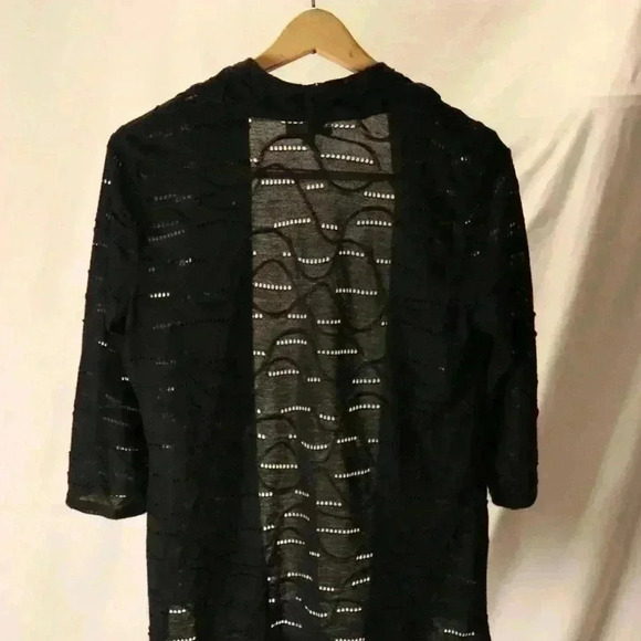 JM Collection Petite cardigan with hole detailed pattern women black - Picture 6 of 12